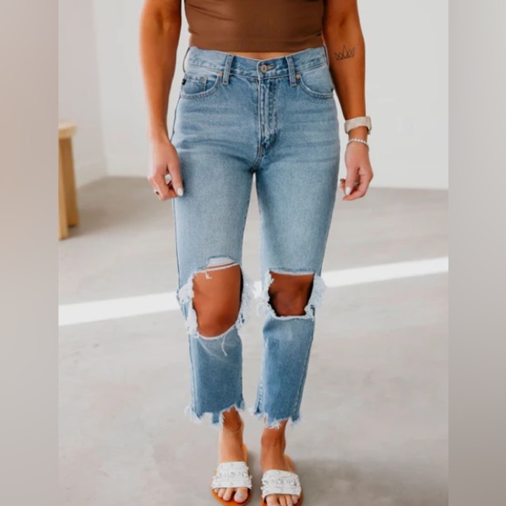 H&M Light Blue Distressed Jeans Size 10